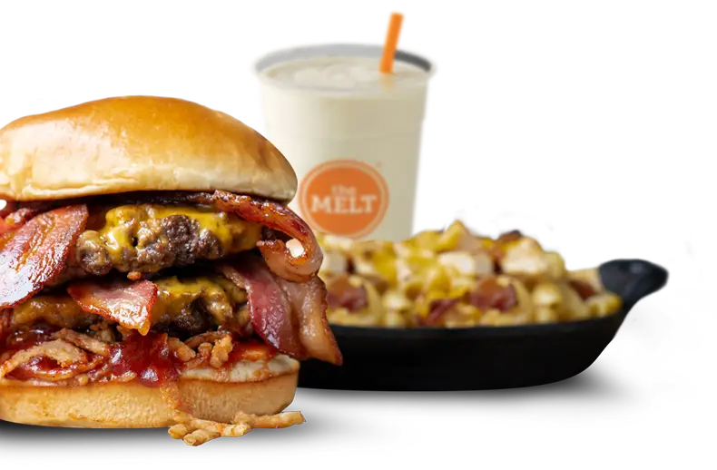 the-melt-BBQ-Bacon-Double-MeltBurger-Cheddar-Bacon-Ranch-Fries-Vanilla-Milkshake